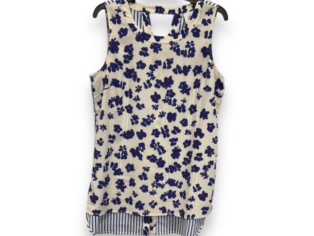 Blue & White Blouse Sleeveless Cabi, Size M Online Hot Sale