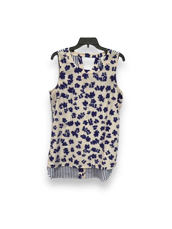 Blue & White Blouse Sleeveless Cabi, Size M Online Hot Sale